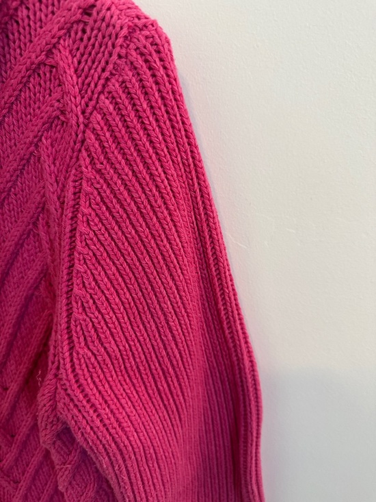 Talbots Dark Pink Cowl Neck Sweater; Chevron Knit, Size Medium Petite - Picture 4 of 6